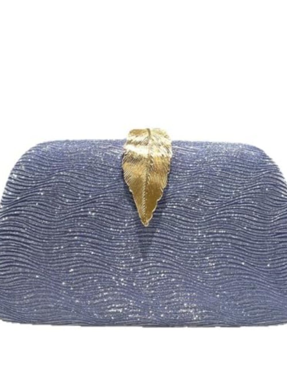 Evening Clutch Bag Metallic Leaf Clasp Removable Chain Women Handbag